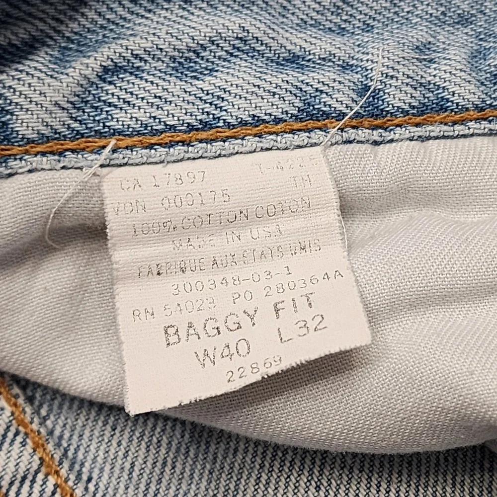 VTG Gap Jeans Mens 40x32 Blue Straight Leg Baggy Light Wash Denim Made USA 90s